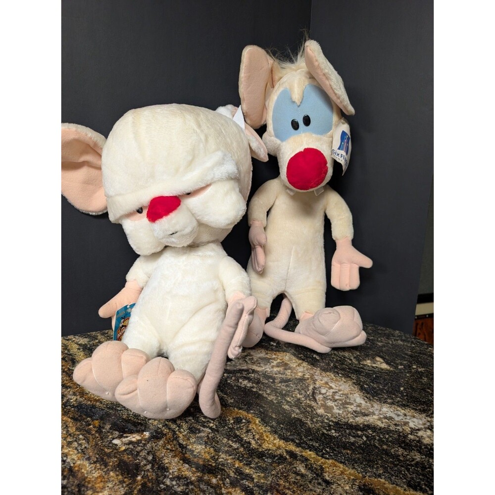 VTG 96 Warner Bros Animaniacs Pinky & the Brain Six Flags Plush Toy with Tags